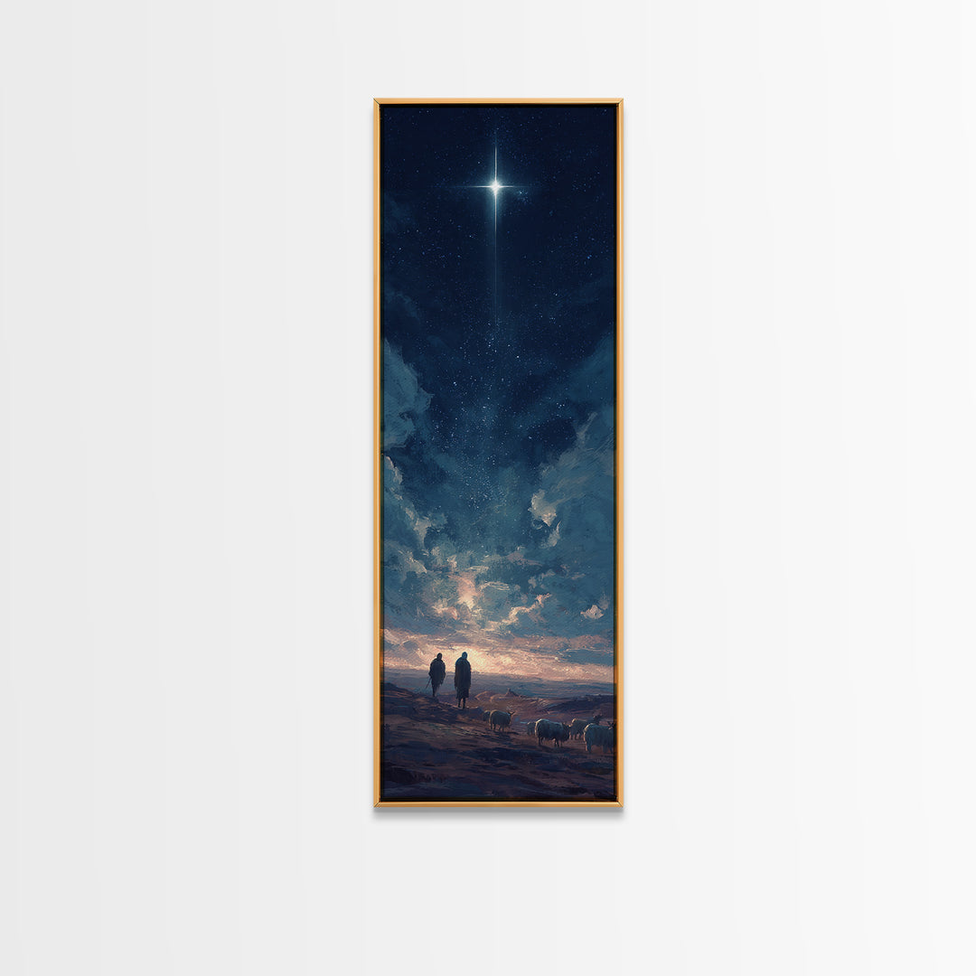 Blessed Night Sky, Framed Canvas Print, Christian Christmas Art, Christian Art Canvas, Skinny Art, Christian Wall Art