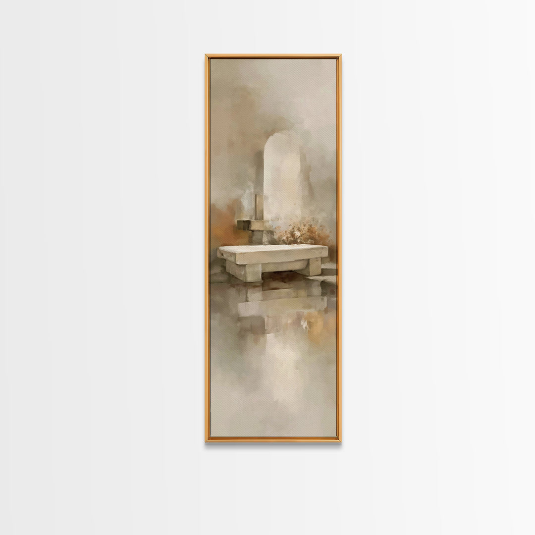 Empty Stone Hope – Framed Canvas Print – Christian Wall Art – Christian Art Canvas – Christian Painting – Narrow Art