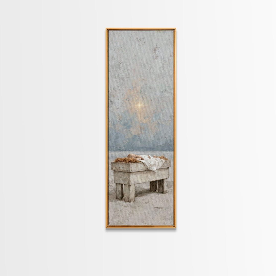 The Guiding Star – Framed Canvas Print – Tall Narrow Wall Art – Christian Wall Art – Christian Art Canvas – Christmas Art – Jesus Painting