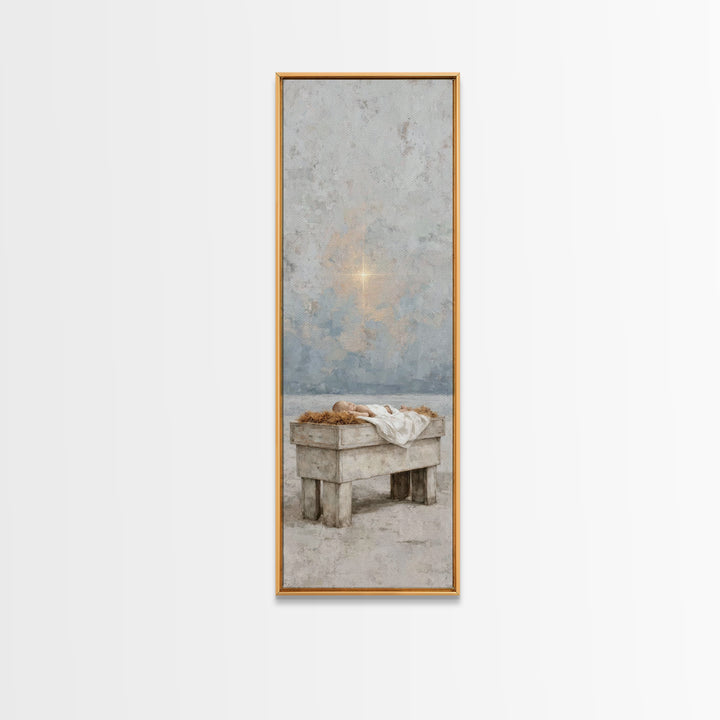 The Guiding Star – Framed Canvas Print – Tall Narrow Wall Art – Christian Wall Art – Christian Art Canvas – Christmas Art – Jesus Painting