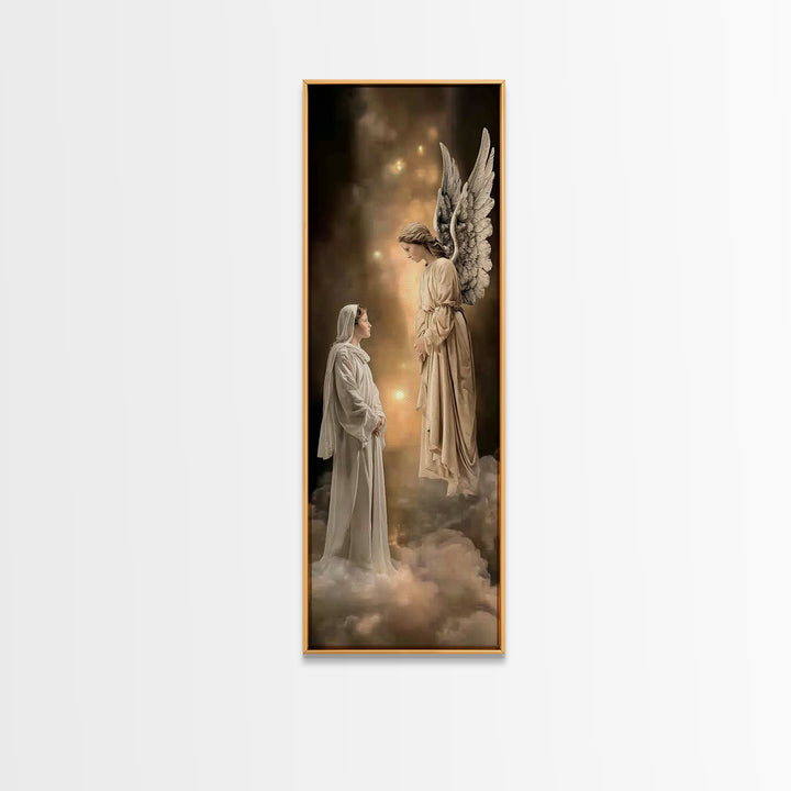 Sacred Encounter – Framed Canvas Print – Narrow Art – Christian Art – Christmas Art – Christian Art Canvas – Jesus Painting – Christian Dec
