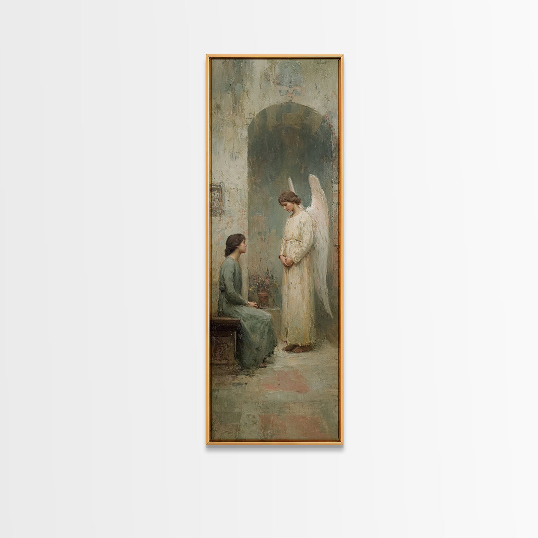 Celestial Peace, Framed Canvas Print, Tall Narrow Wall Art, Christian Christmas Art, Christian Art Canvas, Minimalist Christian Art, Jesus