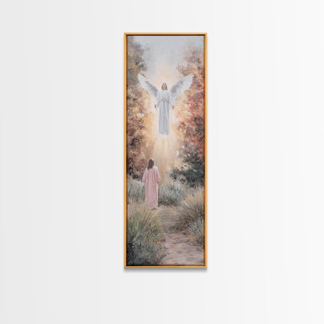 Blessed Messenger – Framed Canvas Print – Tall Skinny Art Print – Christian Art Canvas – Christian Christmas Art – Jesus Painting – Christi