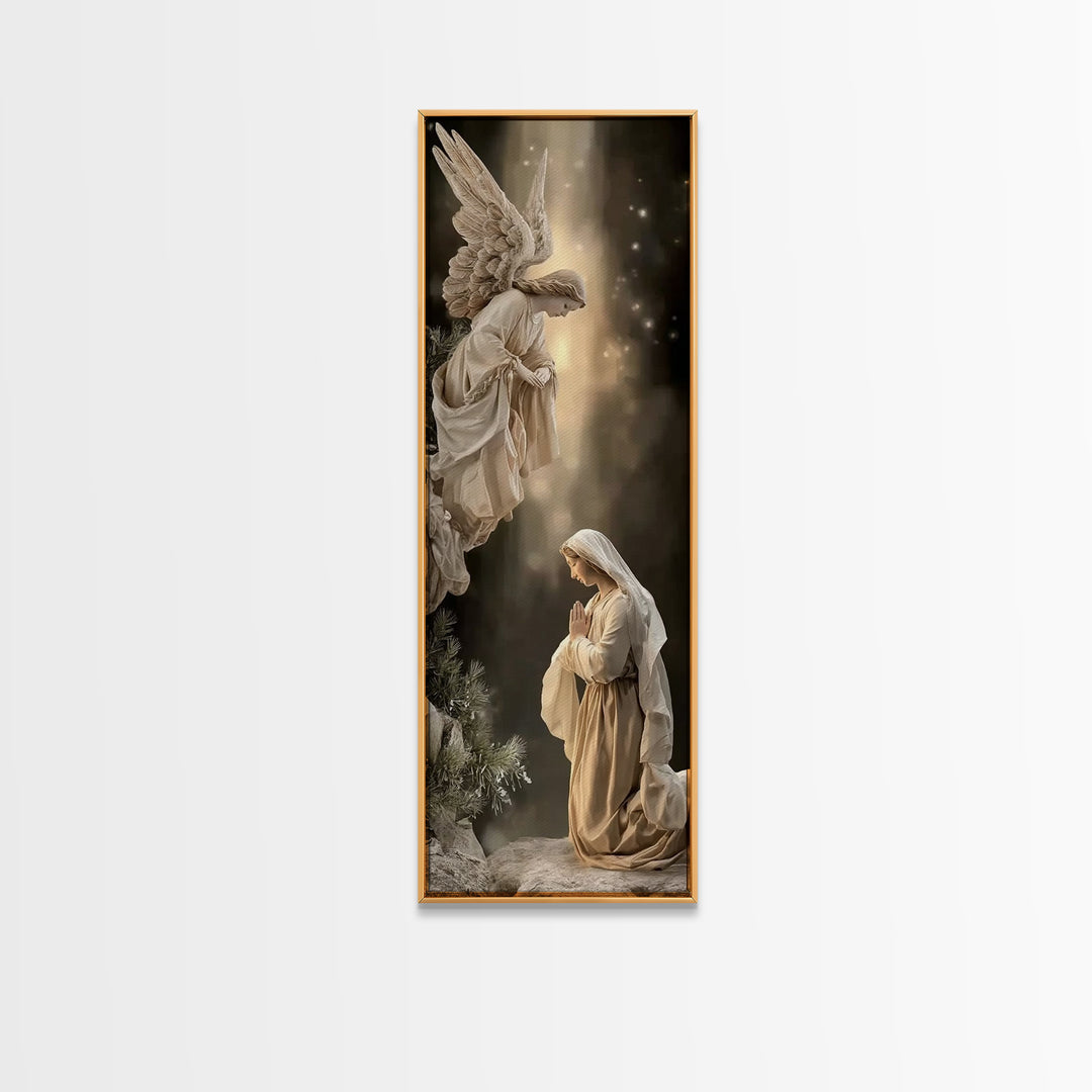 Divine Announcement, Framed Canvas Print, Narrow Art, Christian Art Canvas, Christian Wall Art, Christmas Art, Modern Christian Art