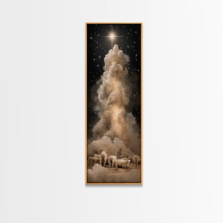 The Shepherds’ Star – Framed Canvas Print – Tall Narrow Wall Art – Christian Wall Art – Christian Art Canvas – Christmas Art – Jesus Painti