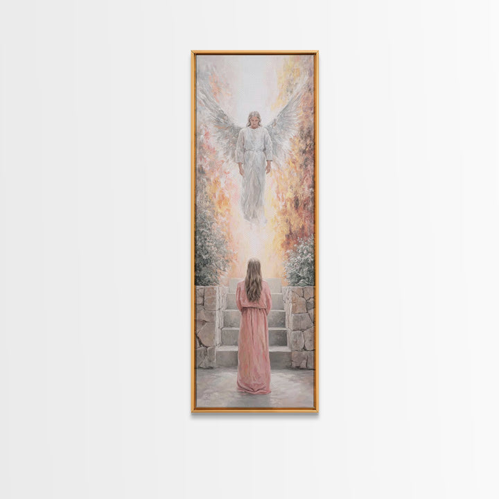 Heaven’s Bright Ascent – Framed Canvas Print – Tall Narrow Wall Art – Christian Art Canvas – Christian Wall Art – Jesus Painting – Christia