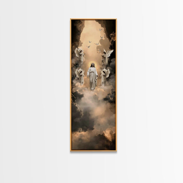 Glory In The Clouds, Framed Canvas Print, Tall Narrow Wall Art, Christian Wall Art, Jesus Painting, Christian Art Canvas, Christian Art