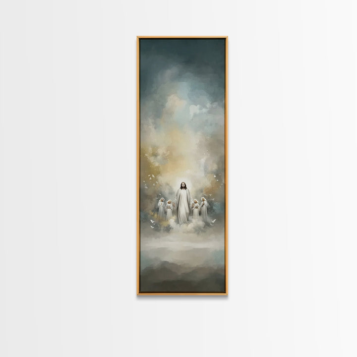 Clouds Of Witnesses, Framed Canvas Print, Tall Skinny Art Print, Christian Wall Art, Christian Art Canvas, Christian Painting, Christian Ar