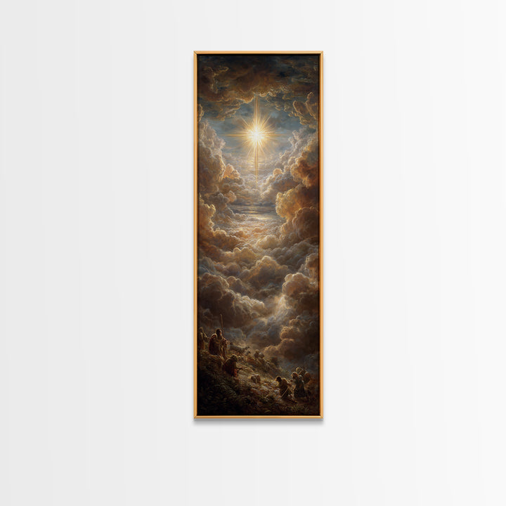 Heavenly Glory Rise – Framed Canvas Print – Narrow Art – Christian Art Canvas – Christian Christmas Art – Christian Wall Art – Jesus Painti
