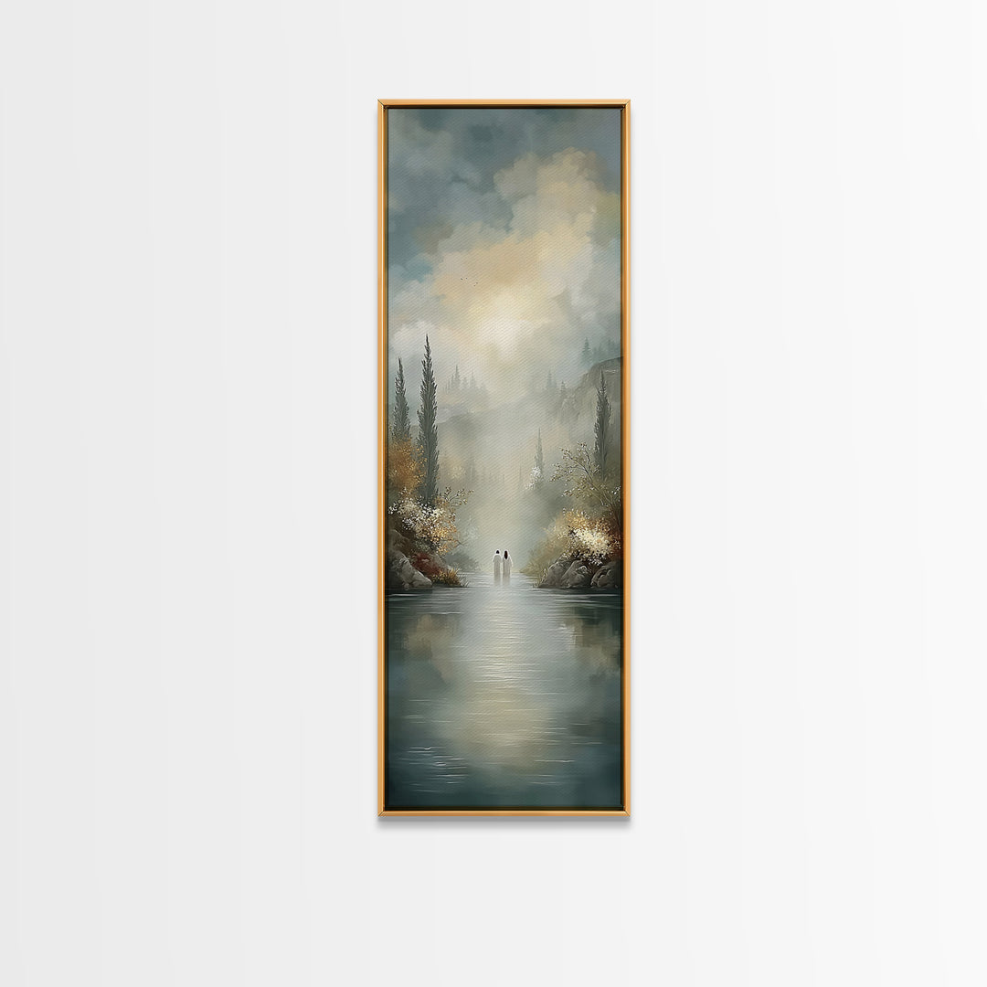 Garden Light Peace – Framed Canvas Print – Christian Art Canvas – Large Jesus Painting – Tall Narrow Wall Art – Christian Wall Art – Modern