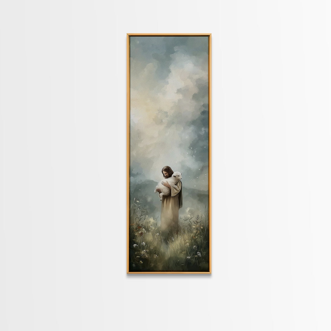 Pasture Of Grace, Framed Canvas Print, Christian Wall Art, Jesus Painting Canvas, Skinny Art, Christian Art Canvas, Modern Christian Art, C