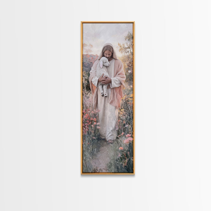 Fields Of Comfort – Framed Canvas Print – Christian Art Canvas – Large Jesus Painting – Tall Narrow Wall Art – Christian Wall Art – Christi