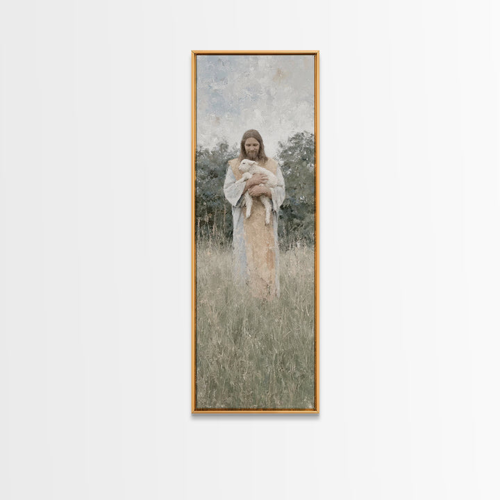 Gentle Shepherd Peace | Framed Canvas Print | Skinny Art | Christian Art Canvas | Jesus Painting | Modern Christian Art