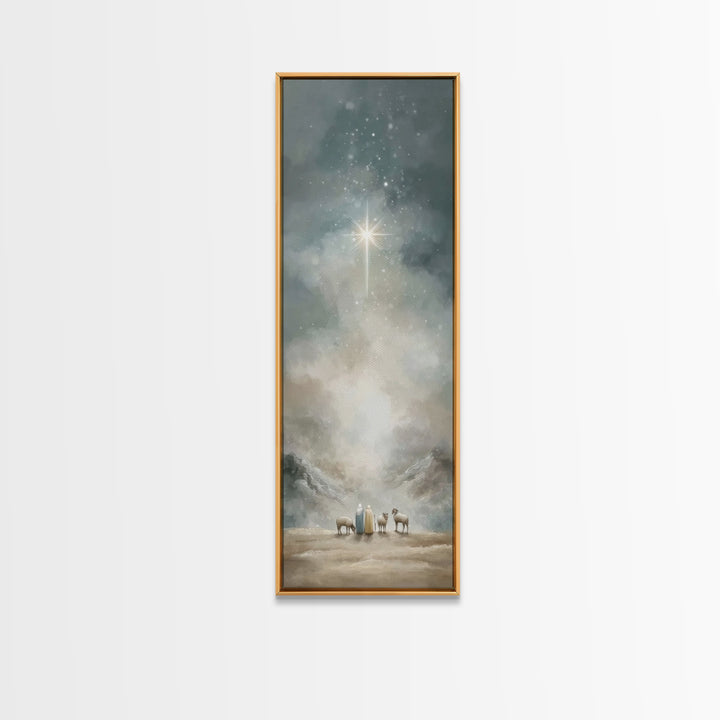 Silent Star Wonder – Framed Canvas Print – Skinny Art – Christian Christmas Decor – Christmas Wall Art – Christian Art