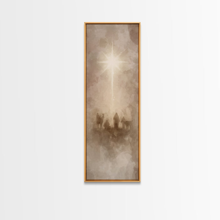 Glory In The Heavens, Framed Canvas Print, Narrow Art, Christian Christmas Art, Jesus Painting Canvas, Christmas Art Work