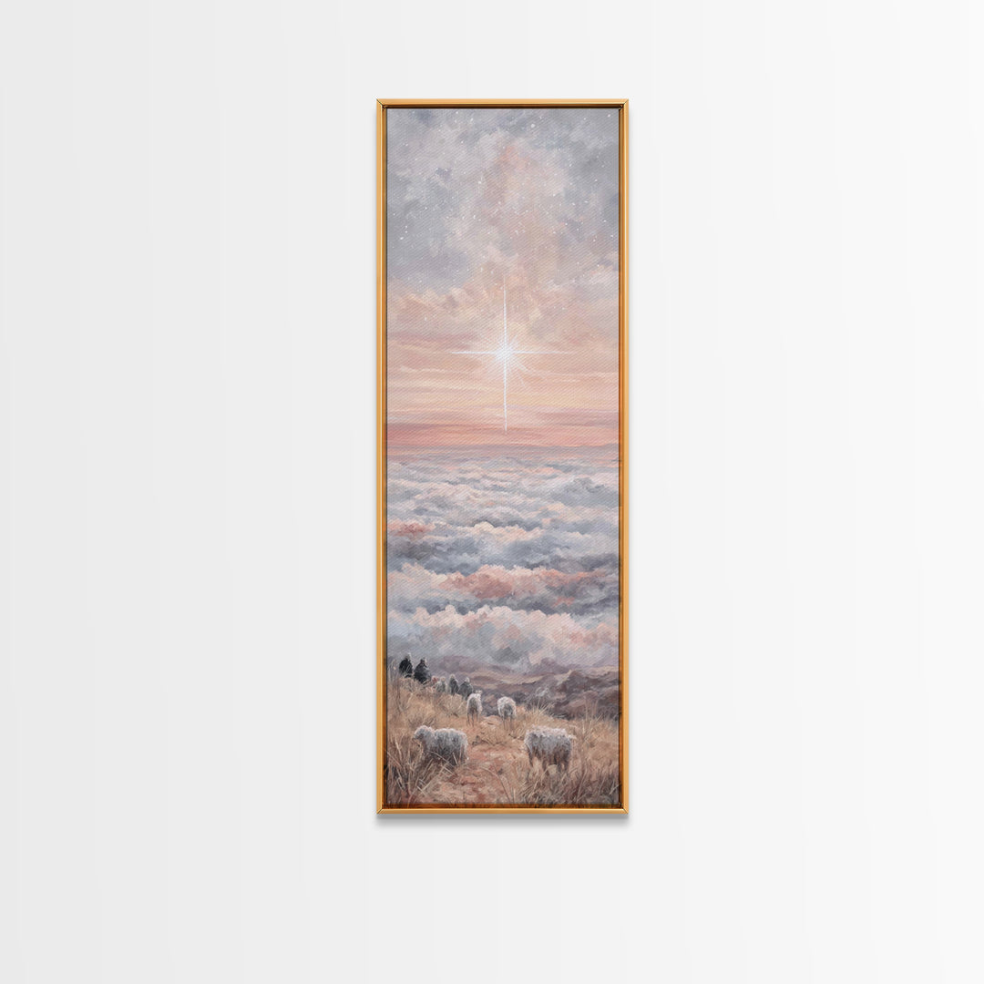 Dawn Of Promise – Framed Canvas Print – Narrow Art – Christian Art – Christian Art Canvas – Christian Wall Art – Christmas Art