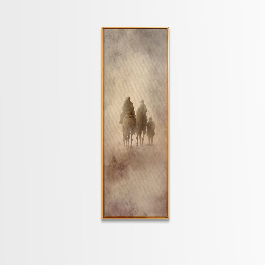 Faithful Caravan, Framed Canvas Print, Tall Skinny Art Print, Christian Paintings, Christmas Canvas Wall Art, Christian Art