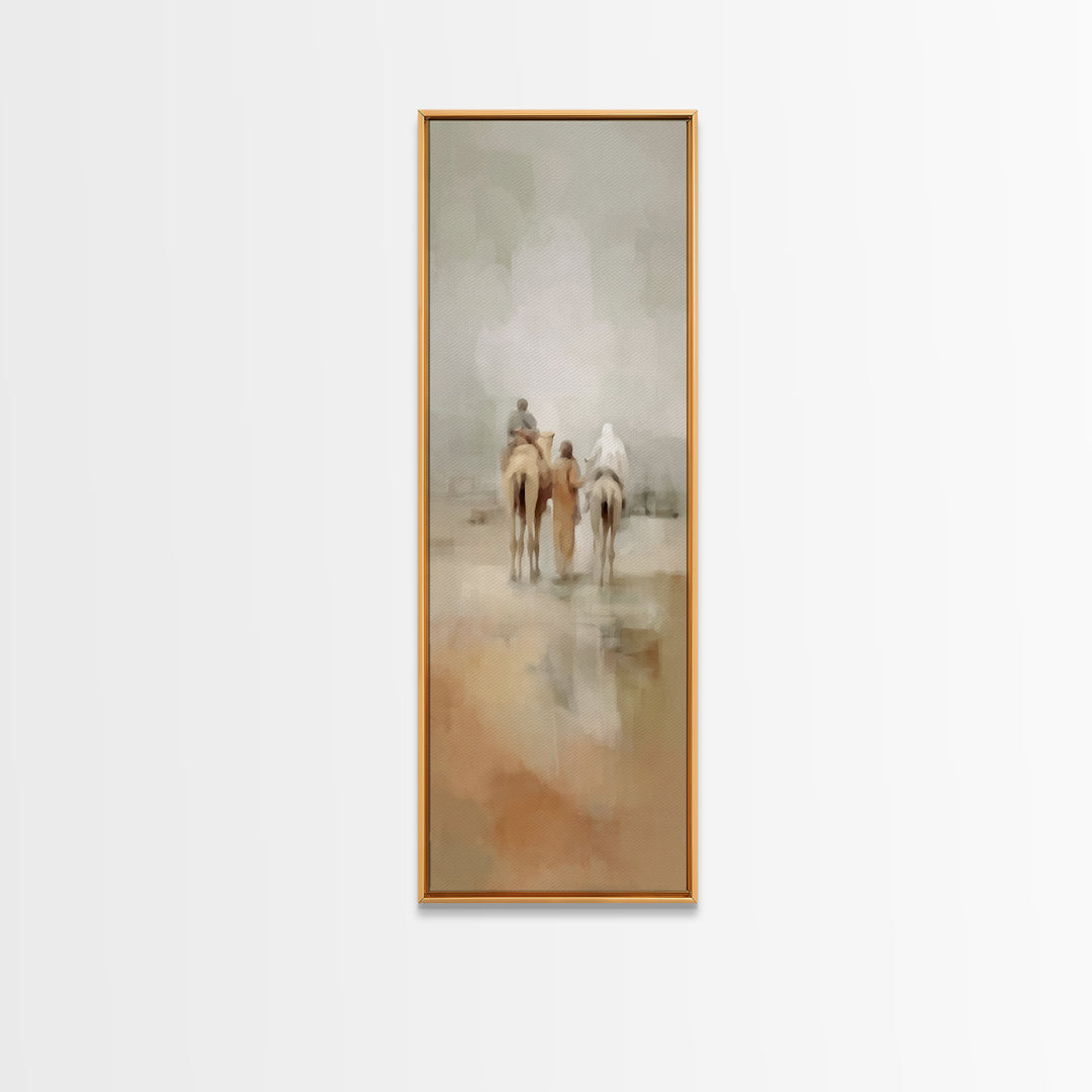 Distant Caravan Light – Framed Canvas Print – Narrow Art – Christian Wall Art – Christmas Art Framed – Christian Art Prints