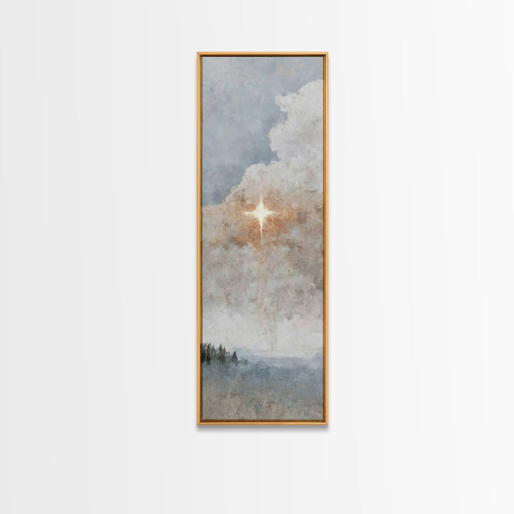Horizon Star Glow – Framed Canvas Print – Tall Narrow Wall Art – Christian Art Canvas – Christian Wall Art – Modern Christian Art – Christm