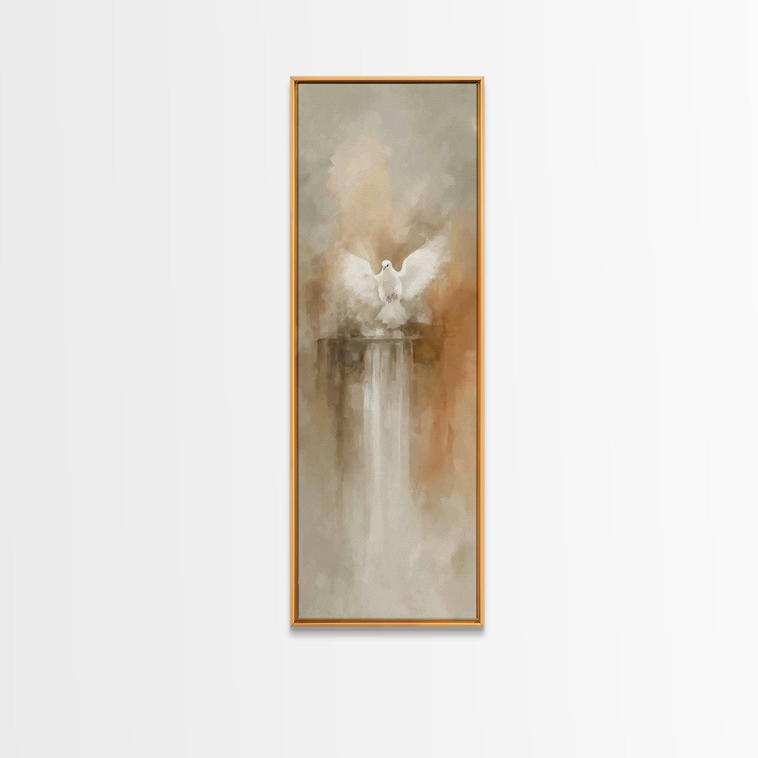 Dove Of Glory – Framed Canvas Print – Christian Wall Art – Christian Art Canvas – Minimalist Christian Art – Narrow Art – Christian Paintin