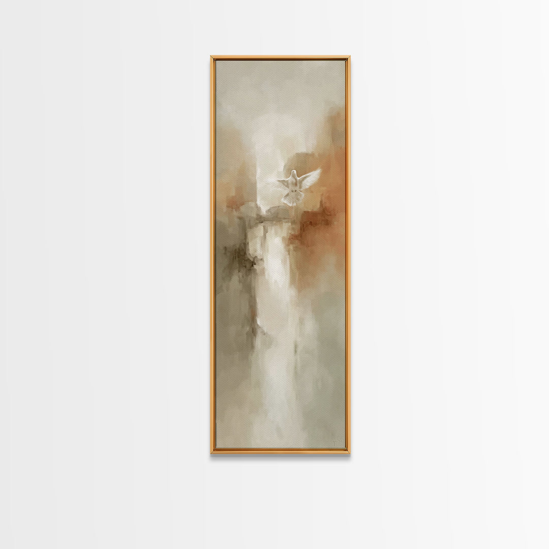 Grace In Ascent – Framed Canvas Print – Minimalist Christian Art – Christian Art Canvas – Christian Wall Art – Narrow Art – Christian Paint
