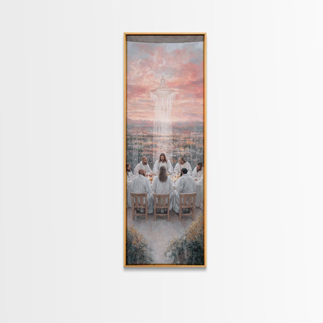 Divine Gathering Calm – Framed Canvas Print – Christian Art – Jesus Canvas Art – Modern Christian Painting – Tall Narrow Wall Art – Christi