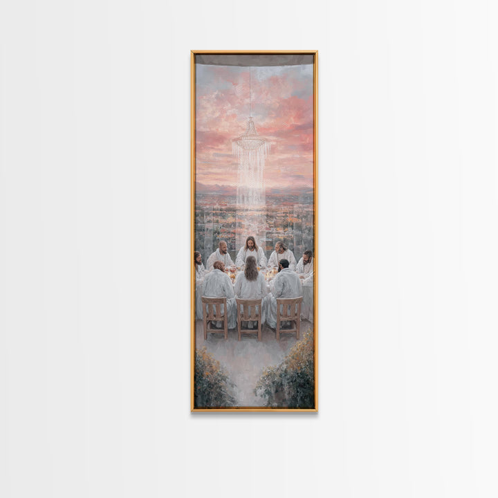Divine Gathering Calm – Framed Canvas Print – Christian Art – Jesus Canvas Art – Modern Christian Painting – Tall Narrow Wall Art – Christi