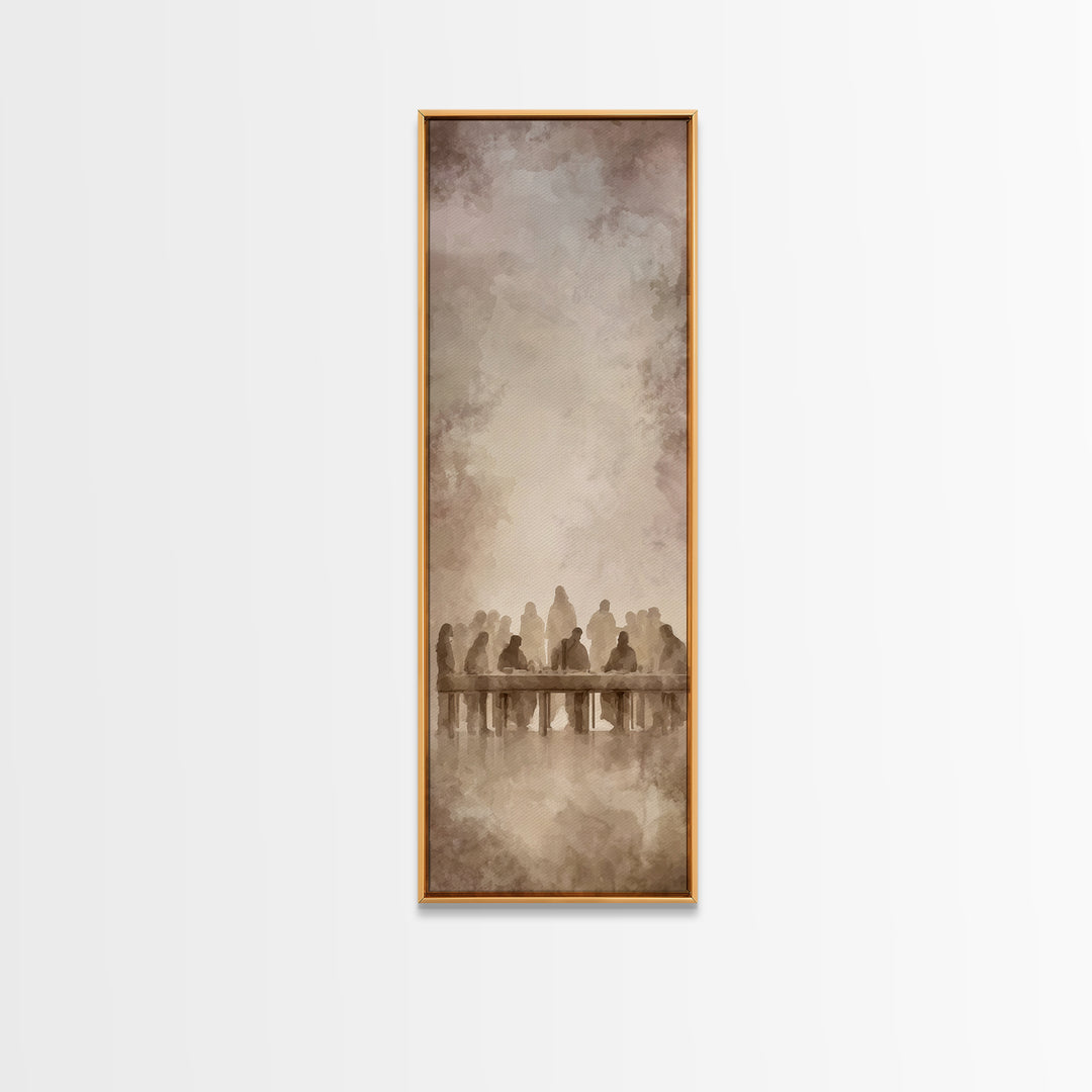 Holy Evening Grace | Framed Canvas Print | Christian Wall Art | Jesus Painting | Christian Art Work | Narrow Art | Christmas Wall Art | Chr
