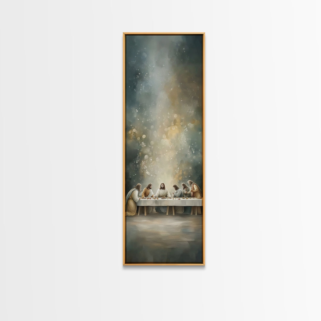 Divine Supper Horizon, Framed Canvas Print, Christian Art, Jesus Painting Canvas, Christian Wall Art, Narrow Art, Christian Christmas Art,
