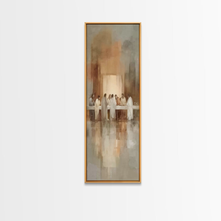 Sacred Supper Glow – Framed Canvas Print – Christian Wall Art – Jesus Painting – Christian Art Canvas – Tall Skinny Art Print – Christian C