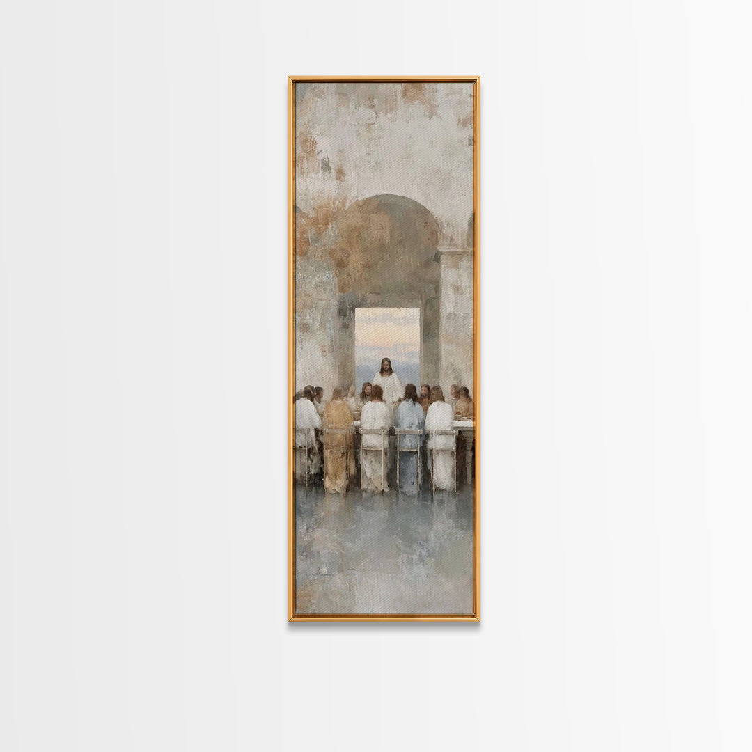 Eternal Supper Radiance, Framed Canvas Print, Christian Art Canvas, Jesus Art Print, Christian Painting, Narrow Art, Christmas Wall Art, Ch