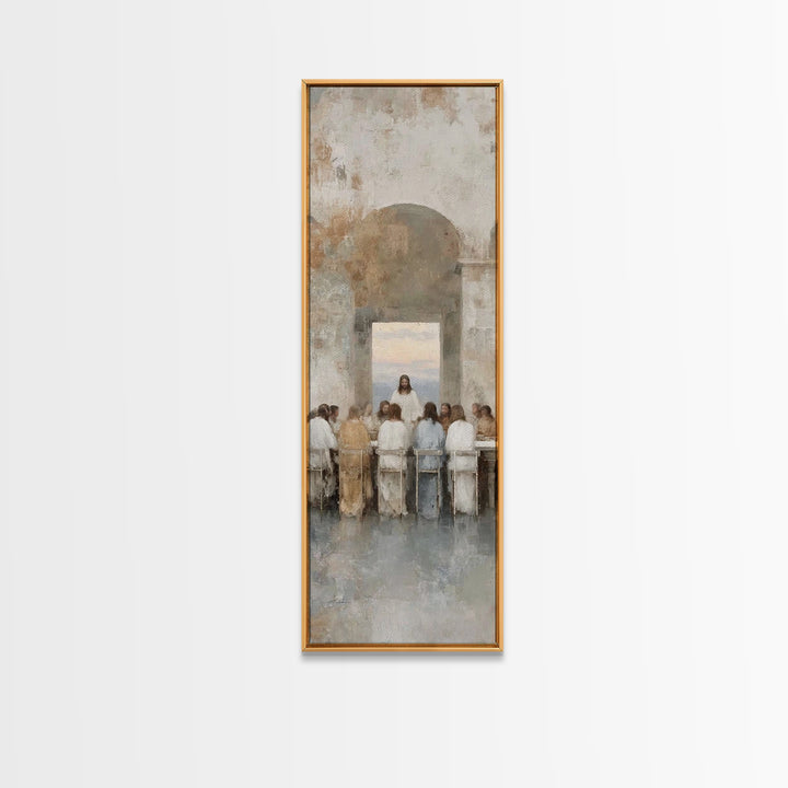 Eternal Supper Radiance, Framed Canvas Print, Christian Art Canvas, Jesus Art Print, Christian Painting, Narrow Art, Christmas Wall Art, Ch
