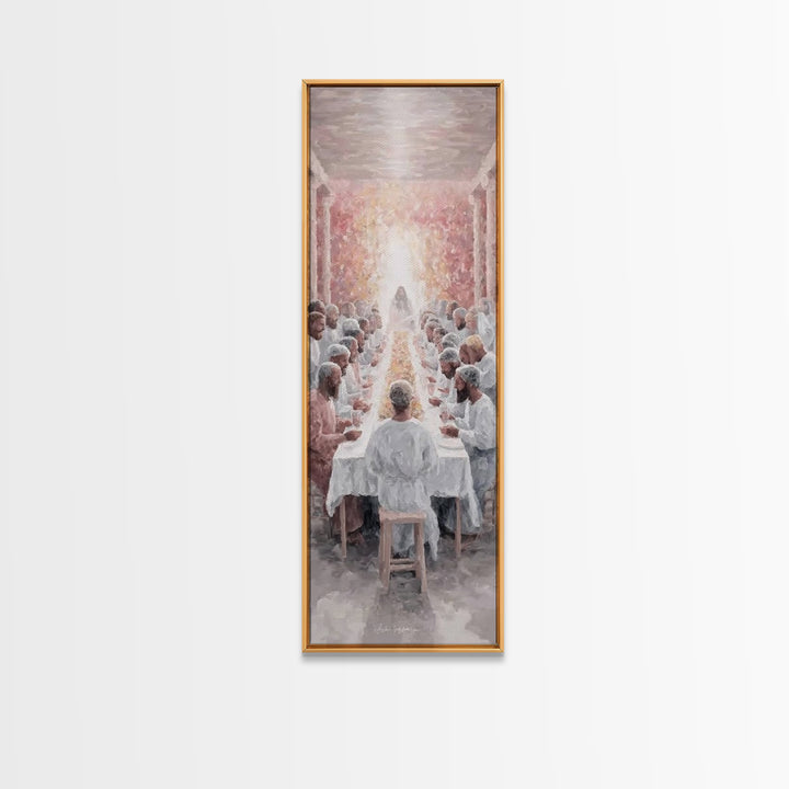 Celestial Supper Bloom, Framed Canvas Print, Christian Art Canvas, Christian Art, Jesus Painting, Narrow Art, Christian Christmas Art, Chri