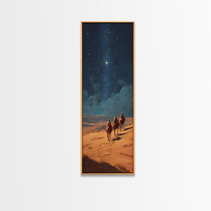 Holy Night Trek – Framed Canvas Print – Christian Wall Art – Christian Art Canvas – Tall Skinny Art Print – Christmas Art