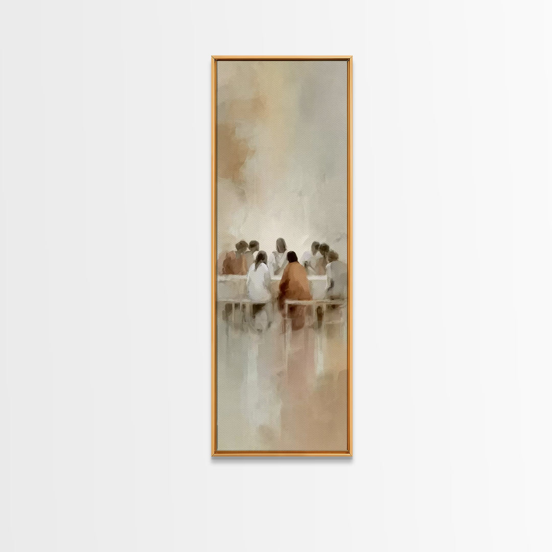 Quiet Supper Light – Framed Canvas Print – Christian Wall Art – Jesus Art Print – Christian Art Canvas – Tall Skinny Art Print – Christmas