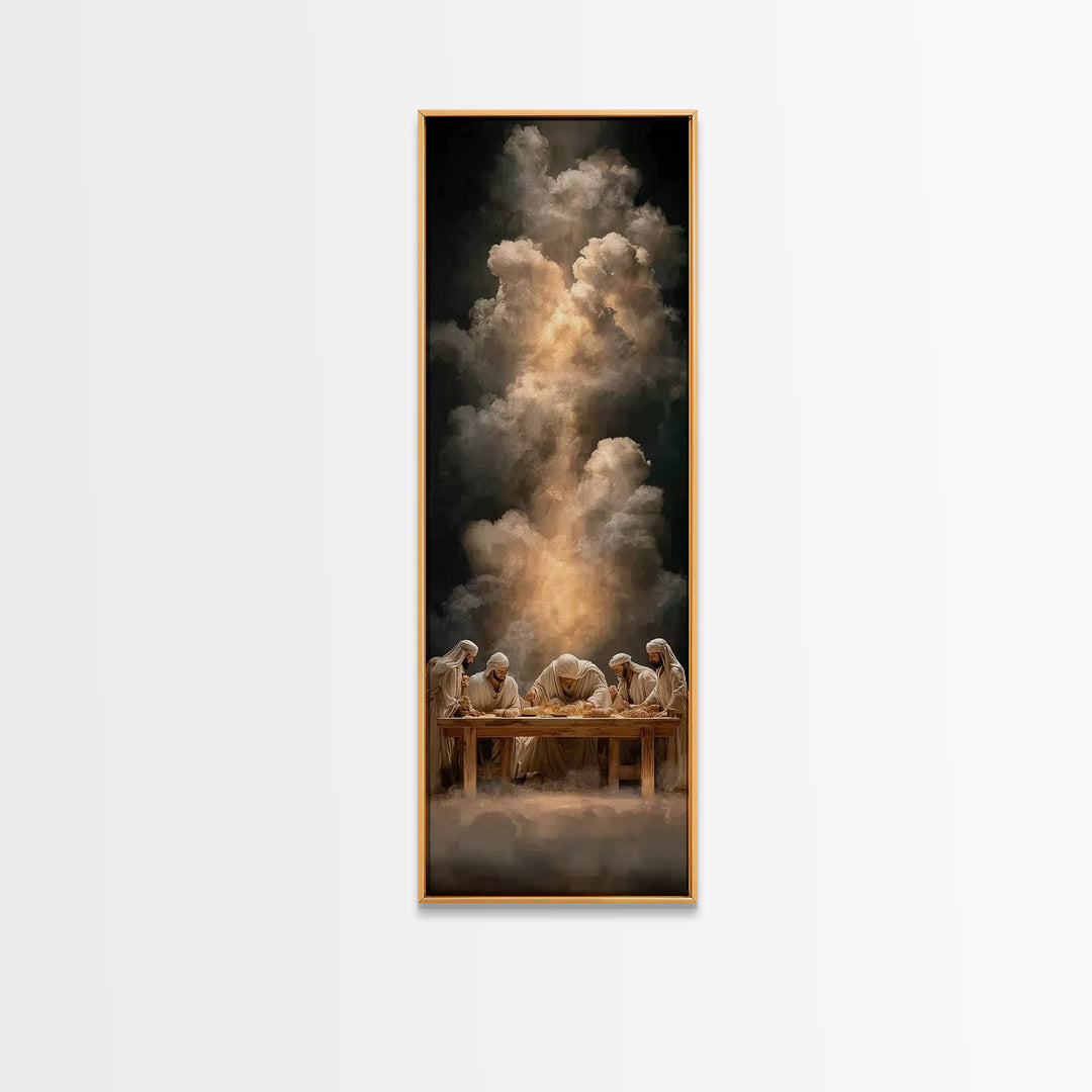 Heavenly Supper Light – Framed Canvas Print – Christian Wall Art – Jesus Painting – Christian Christmas Art – Tall Narrow Wall Art – Christ