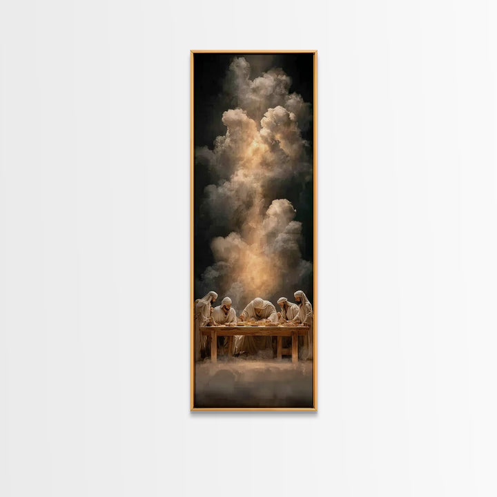 Heavenly Supper Light – Framed Canvas Print – Christian Wall Art – Jesus Painting – Christian Christmas Art – Tall Narrow Wall Art – Christ