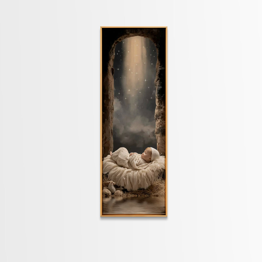 Star of Bethlehem – Framed Canvas Print – Christian Wall Art – Christmas Art – Jesus Painting – Narrow Art – Christian Christmas Decor – Ch