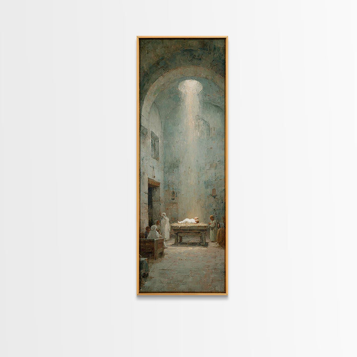 Sanctuary Child Glow – Framed Canvas Print – Christian Art Canvas – Christian Christmas Art – Jesus Painting – Tall Skinny Art Print – Chri