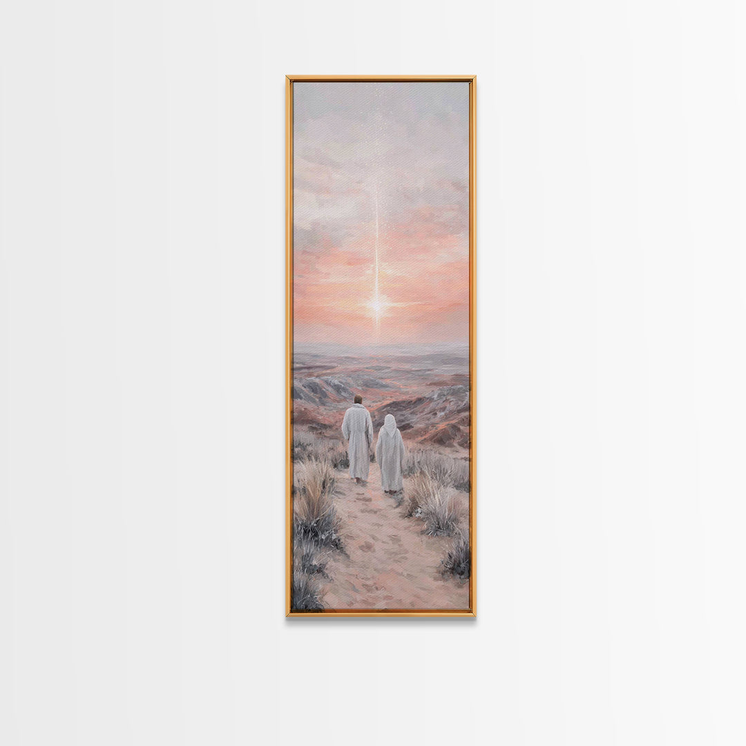 Desert Star Journey – Framed Canvas Print – Christian Wall Art – Christian Art Canvas – Christmas Art – Narrow Art – Christian Gift Ideas