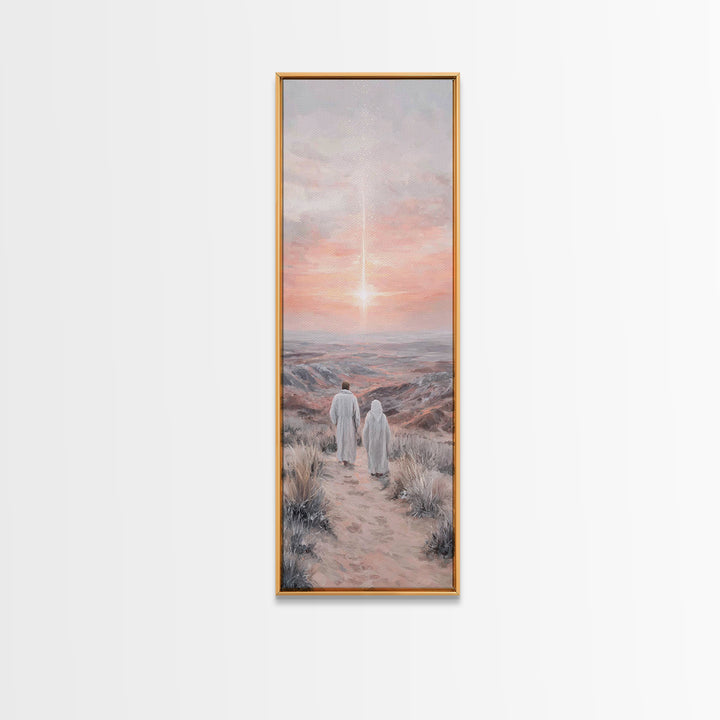 Desert Star Journey – Framed Canvas Print – Christian Wall Art – Christian Art Canvas – Christmas Art – Narrow Art – Christian Gift Ideas