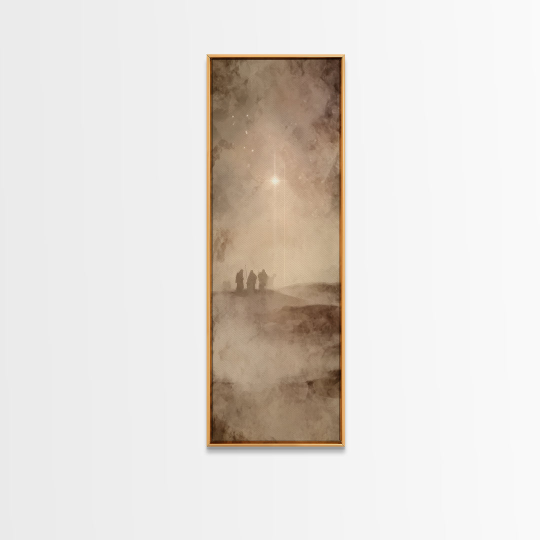 Wilderness Star Walk – Framed Canvas Print – Christmas Art – Christian Wall Art – Christian Christmas Art – Narrow Art – Christian Art Canv