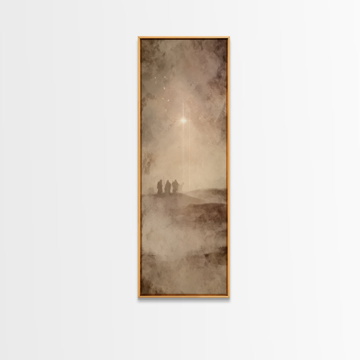 Wilderness Star Walk – Framed Canvas Print – Christmas Art – Christian Wall Art – Christian Christmas Art – Narrow Art – Christian Art Canv