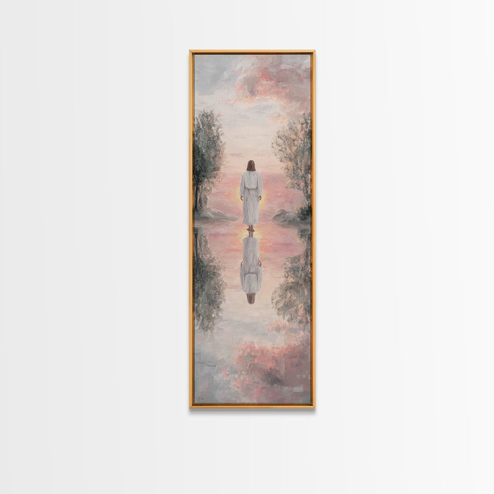 Garden Path Savior – Framed Canvas Print – Skinny Art – Christian Art Canvas – Christian Wall Art – Jesus Painting – Modern Christian Art