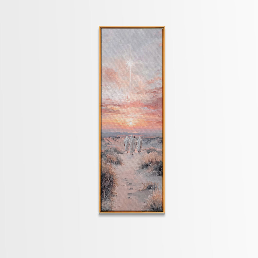 The Guiding Star – Framed Canvas Print – Tall Skinny Art Print – Christian Wall Art – Christmas Art – Christian Art Canvas – Jesus Painting