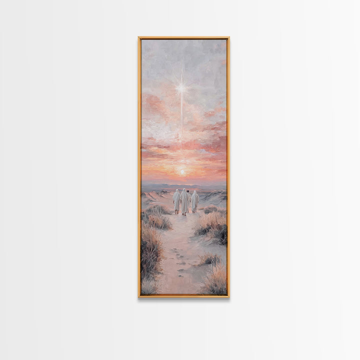 The Guiding Star – Framed Canvas Print – Tall Skinny Art Print – Christian Wall Art – Christmas Art – Christian Art Canvas – Jesus Painting