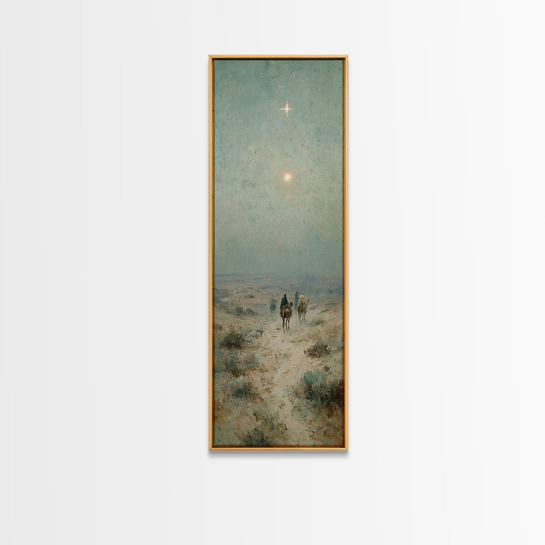 Bethlehem Star Path – Framed Canvas Print – Tall Narrow Wall Art – Christian Art – Christmas Art – Christian Art Print – Christian Canvas –