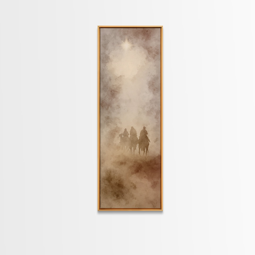 Star Of The East – Framed Canvas Print – Narrow Art – Christian Christmas Art – Jesus Painting – Christian Art Canvas – Christmas Wall Art