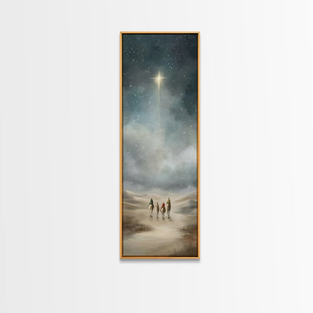 Bethlehem Journey – Framed Canvas Print – Skinny Art – Christian Art Print – Christian Wall Art – Christmas Art – Jesus Painting – Christia