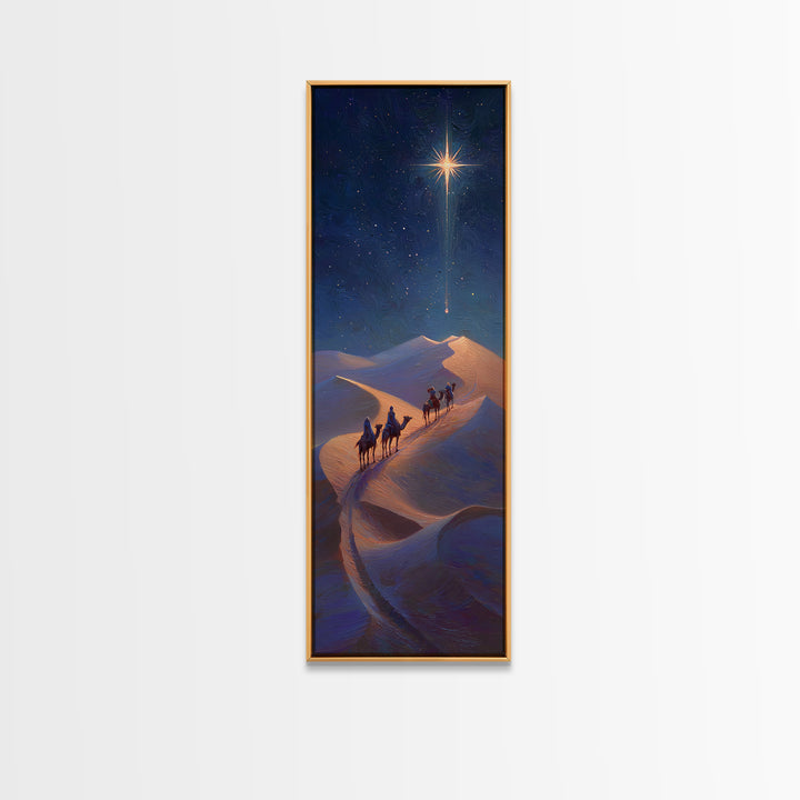 Wandering Kings Star – Framed Canvas Print – Narrow Art – Christian Christmas Art – Christian Art Canvas – Jesus Painting – Christmas Wall
